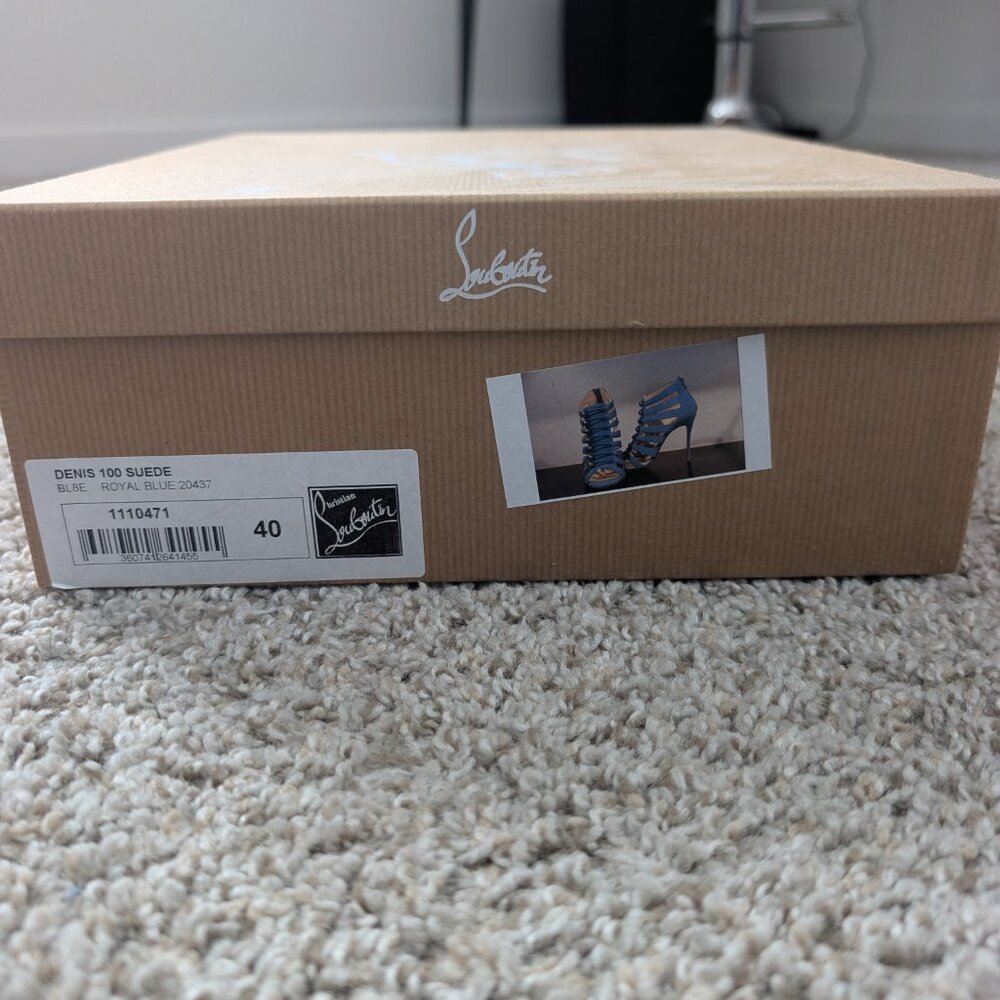 Christian Louboutin Denis 100 | Blue Suede Strappy Stud Heels EU 40 US 10/9.5 - Picture 5 of 6